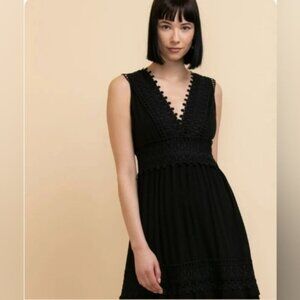 Ricki Women's Black Midi Dress with Crochet Insert. Bobo vibes. Size 14